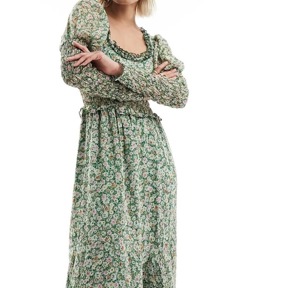 Sister Jane Green Shirred Tie Back MidMaxi Dress